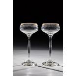 Two stem glasses ''Bismarck'' Peter Behrens (design), Glasfabrik Oberzwieselau, 1905 Colourless