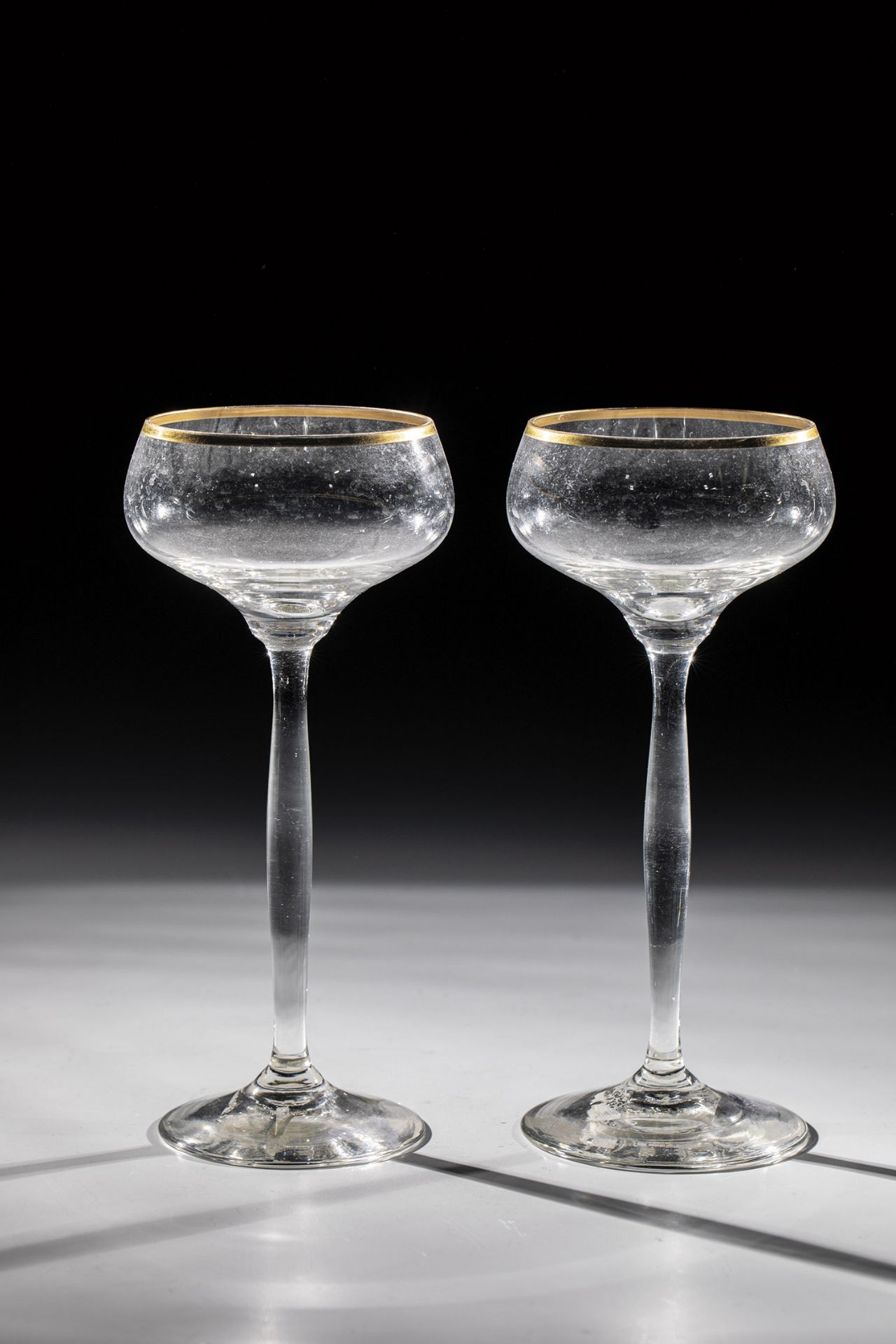 Two stem glasses ''Bismarck'' Peter Behrens (design), Glasfabrik Oberzwieselau, 1905 Colourless