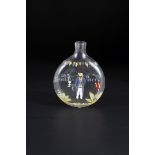 Flat bottle German, probably Thuringia, dat. 1809 Colourless glass with tear. Round, flattened