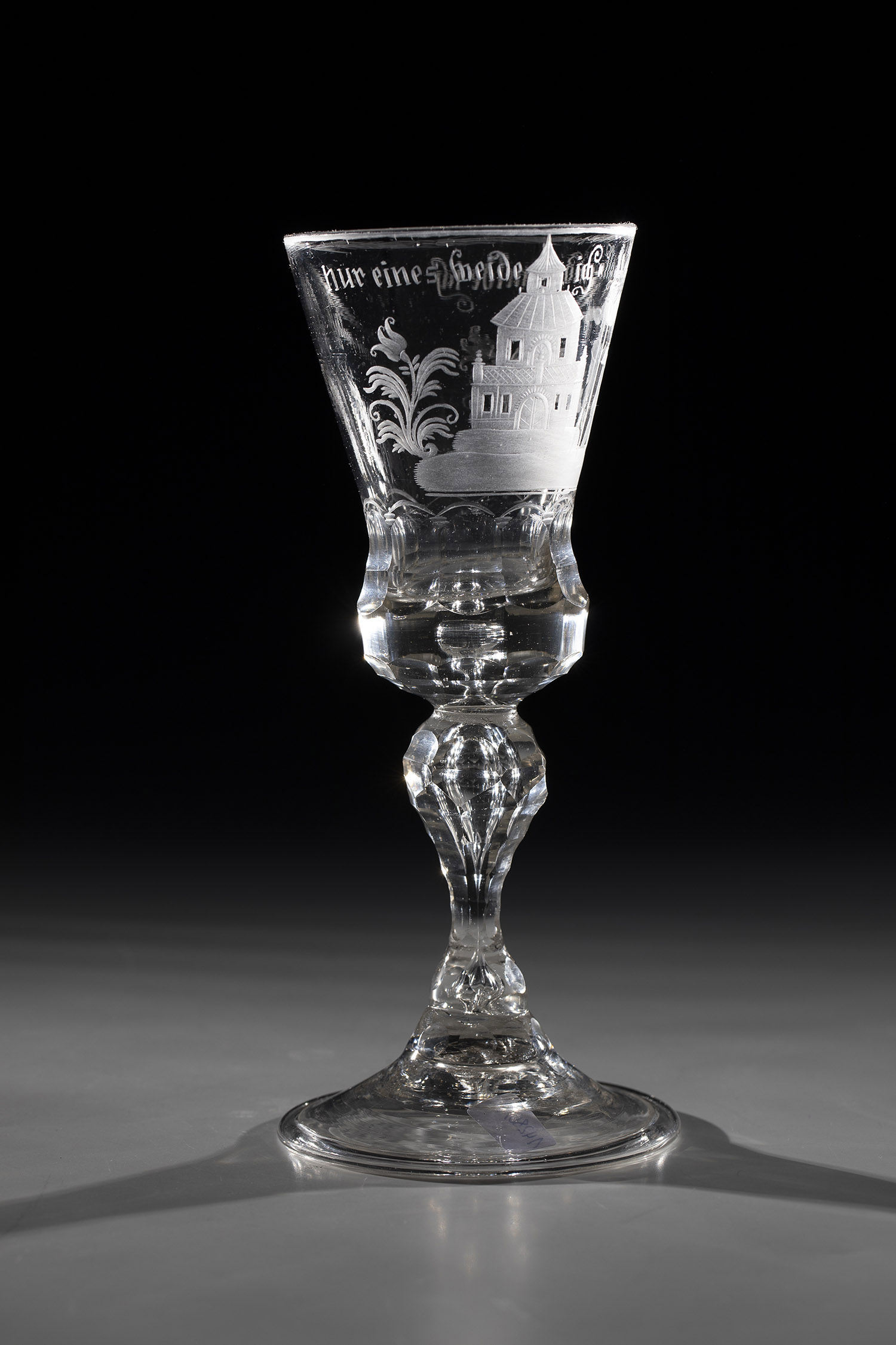 Goblet with saying Saxony, Gluecksburger Huette, 2nd quarter of the 18th century. Baluster shaft and - Image 2 of 2