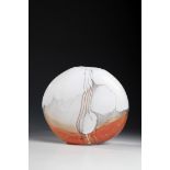 Vase Ingrid Danhauser, 1986 Colourless glass with opaque white background. Fine decor of orange,
