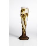 Rare vase with iris Loetz Wwe., Klostermuehle, ca. 1920 Colourless glass with opaque underlay and