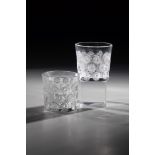 Two tumblers Lalique, Wingen-sur-Moder, 20th century Colourless glass, moulded, partly matt etched