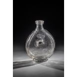 Umbilical bottle France, 18th century Grey-manganese-tinted, thick-walled glass with tear.