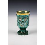 Foot cup North Bohemia, ca. 1845 Russian green glass. Base with roller-cut star and floral