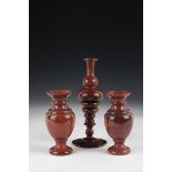 Mixed lot of three Lithyalin vases Graeflich Harrach'sche Glasfabrik, Neuwelt, ca. 1850 Sealing