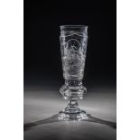 Magnificent goblet with knightly scene J. & L. Lobmeyr, Vienna, signed Robert Balluch, dated 1984