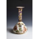 Large Floor Vase Neuwelt, Harrach, ca. 1880 Frosted glass with impasto enamel painting: flowers