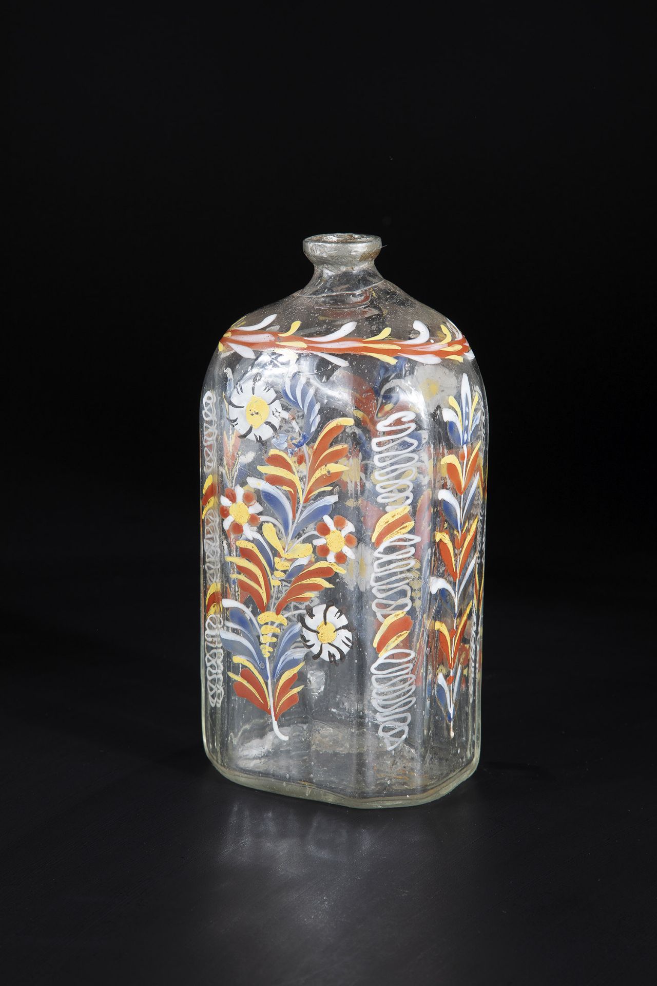 Schnapps bottle German, probably Thuringia, 18th century Colorless glass with tear. On the cross-