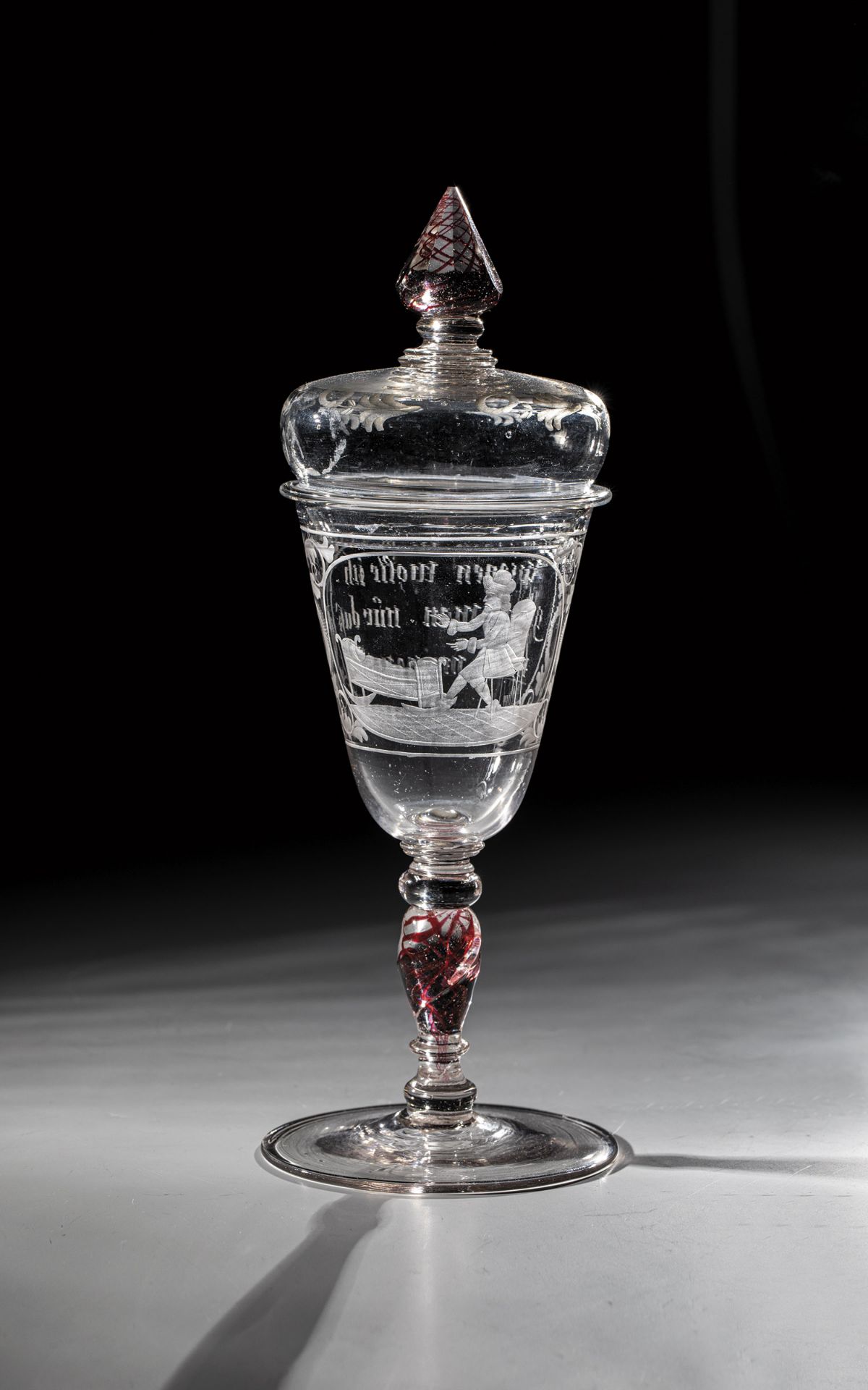 Goblet with gold ruby threads Bohemia, 1st half of the 18th century. Disc foot. Baluster shaft