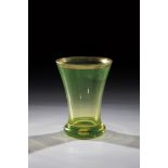 Uranium glass beaker Bohemia, 19th century Compressed stand merging into conically widened wall.