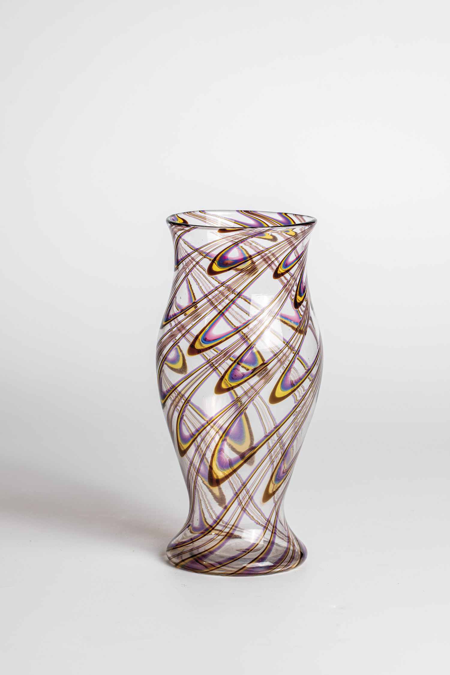 Vase Graeflich Harrachsche Glasfabrik, New World, ca. 1900 Colourless glass with braided, wavy