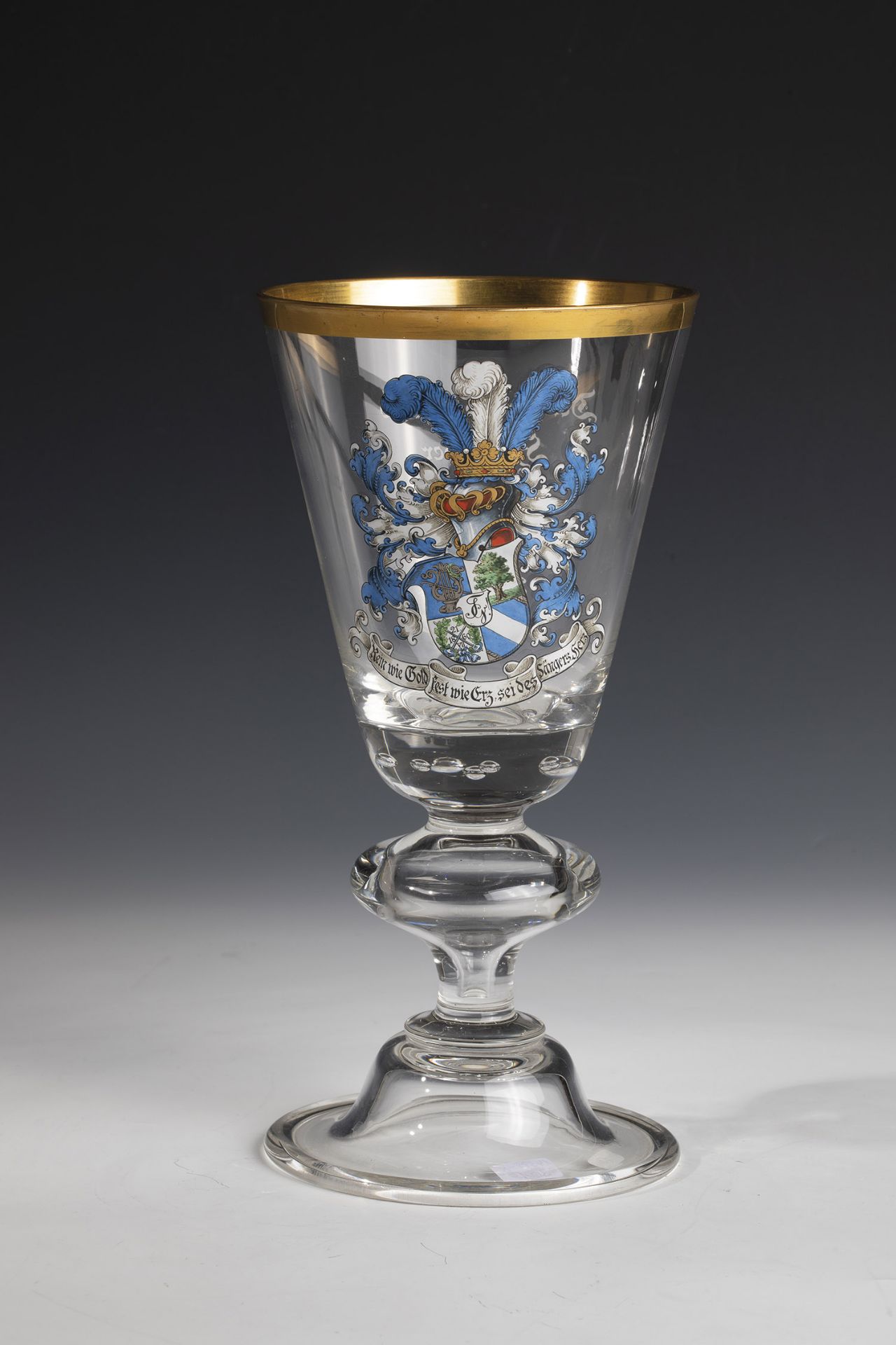 Coat of arms cup glass Graeflich Schaffgotsch'sche Josephinenhuette, painted by the Goedecke