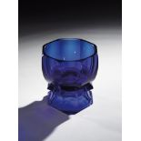 Foot bowl Josef Hoffmann (design), Wiener Werkstaette, ca. 1915 Cobalt blue glass. Foot, pressed