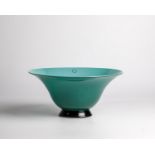 BOWL ''ANNI TRENTA'' Venini, Murano, 1999 Turquoise opal glass. The attached foot in black. In vibro