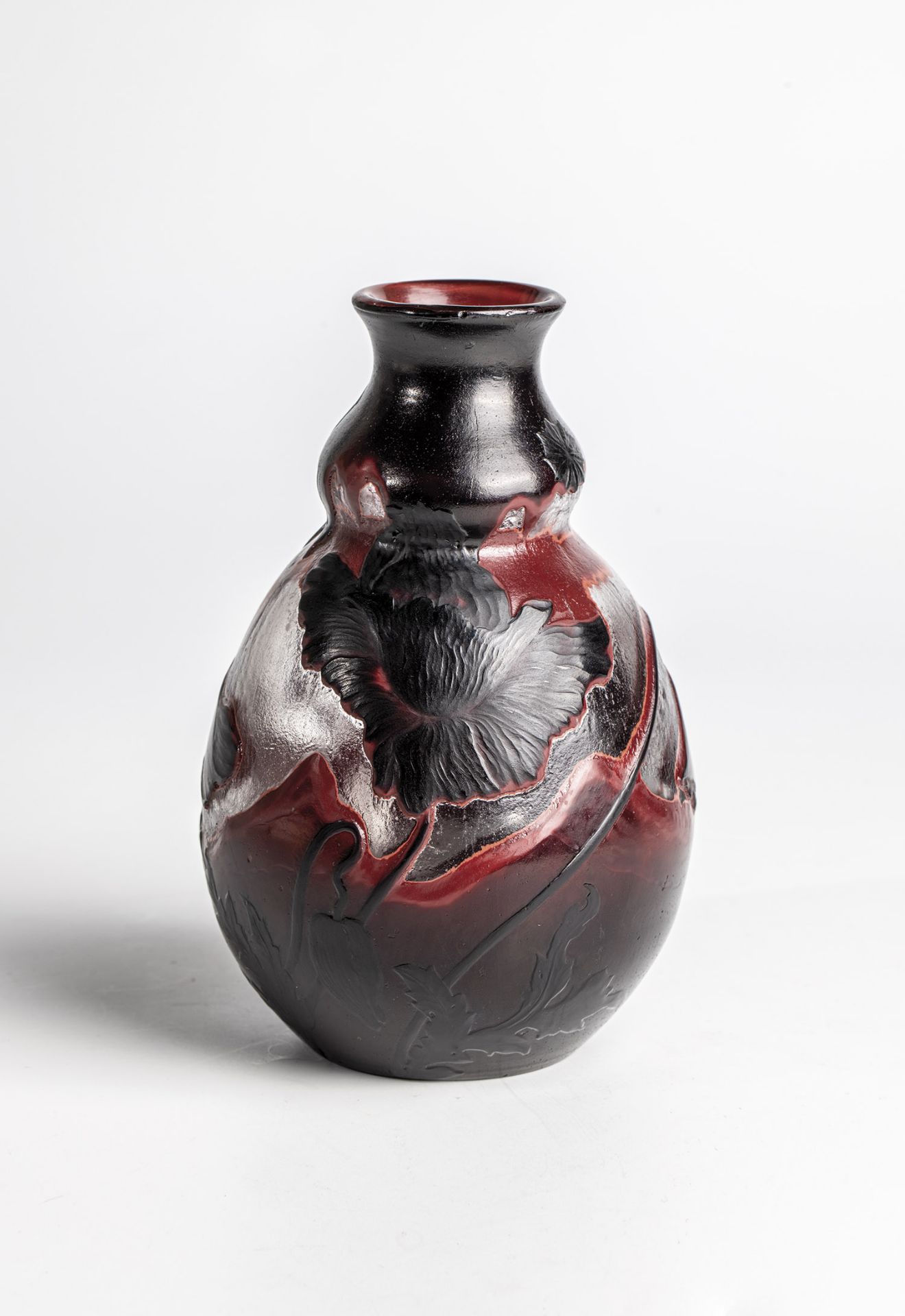 Rare and important vase with poppies Emile Galle, Nancy, 1896-98 Colourless glass, this one strongly