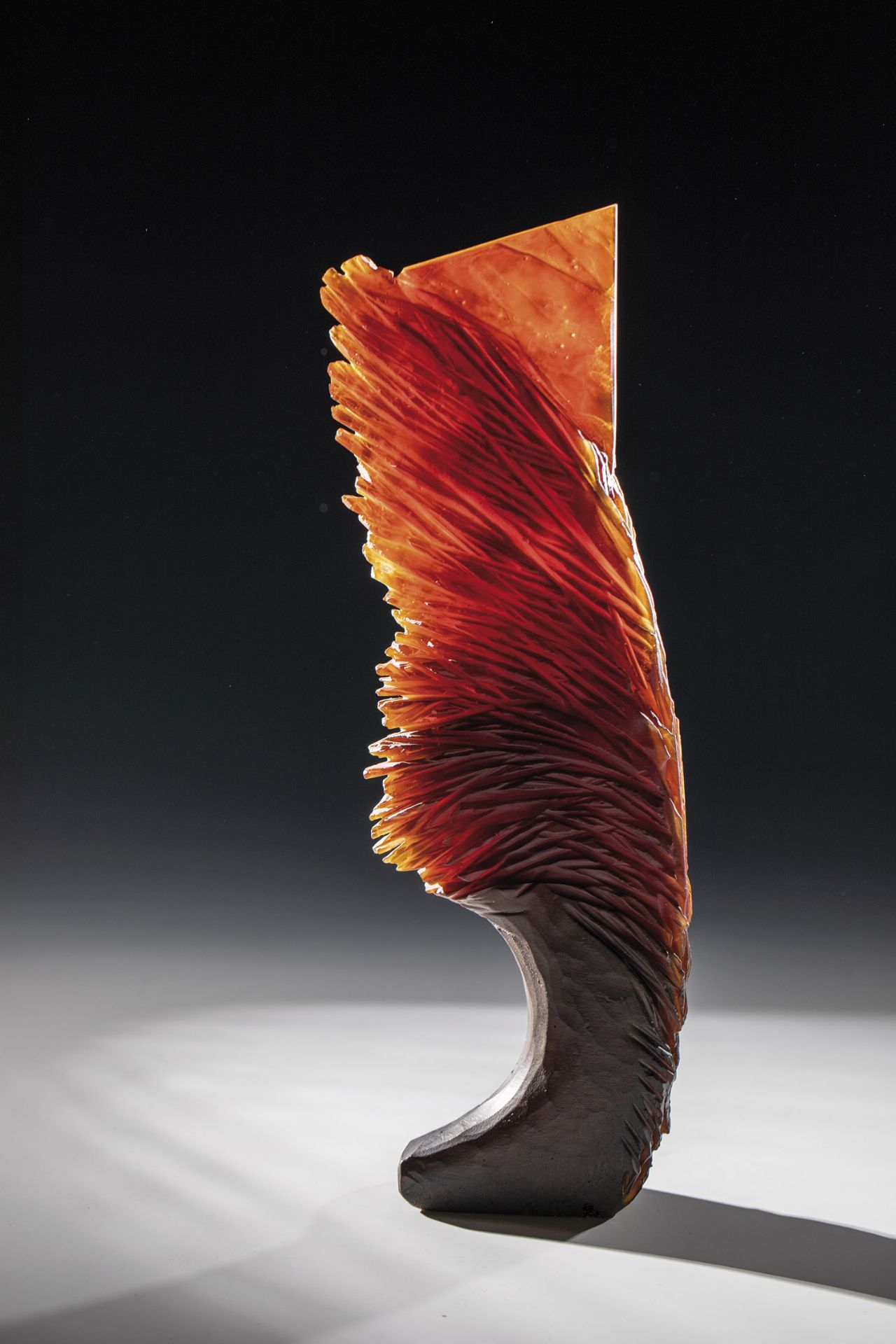 Object ''Winds Bride'' G. Jo Hruschka, Atelier Maennerhaut, Zwiesel, 2012 Orange-red glass, cast,