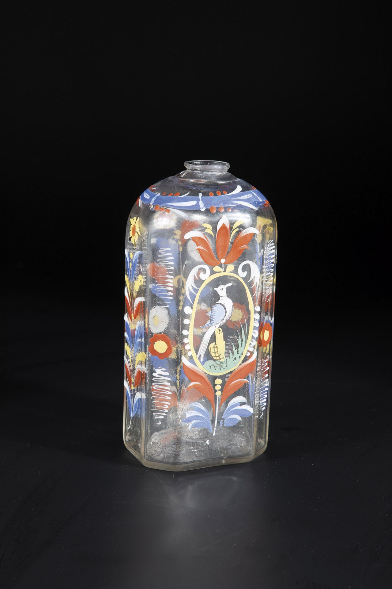 Schnapps bottle German, probably Thuringia, 18th century Colorless glass with tear. On the cross-