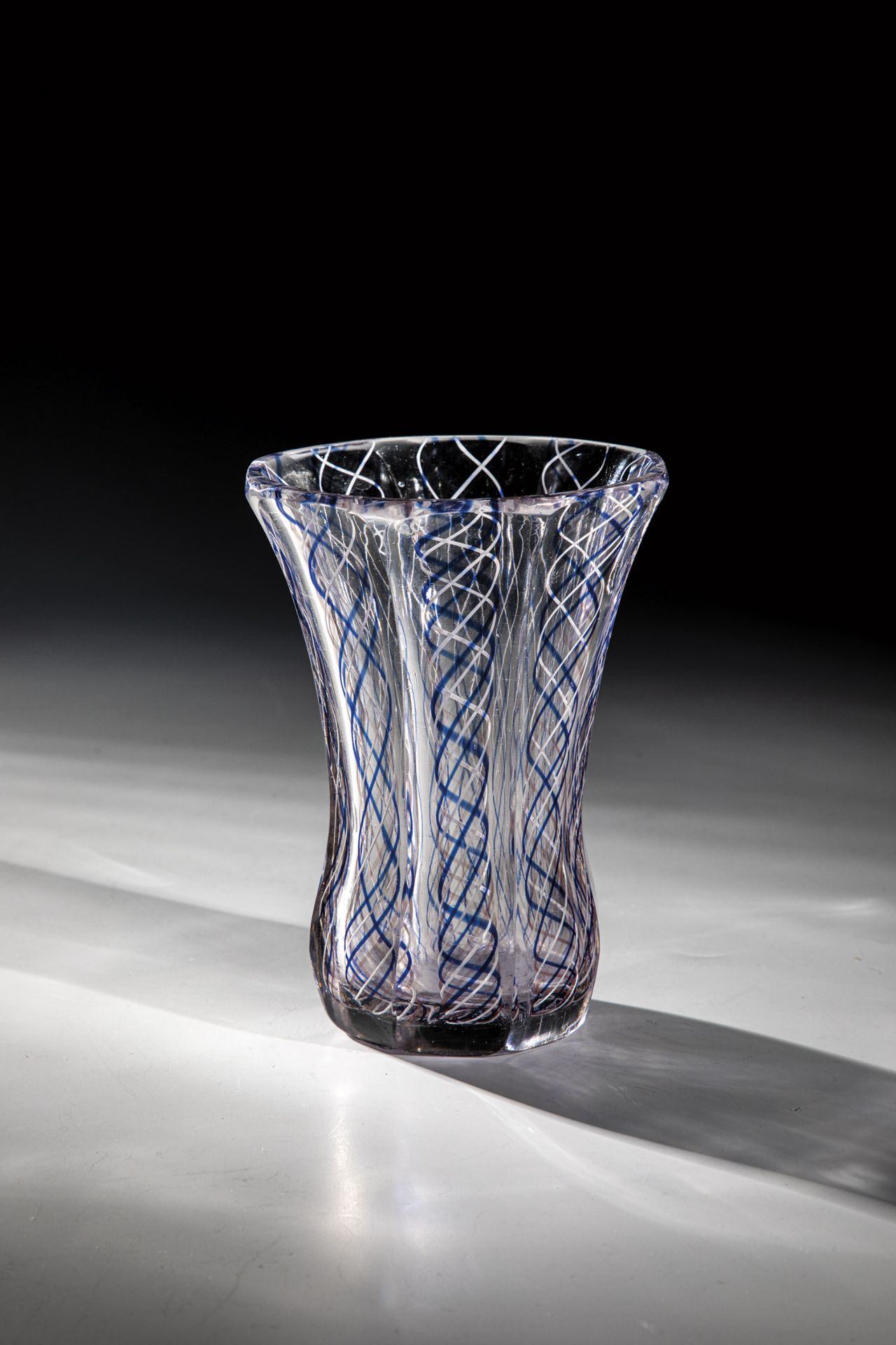 Josephinenhuette, Schreiberhau, ca. 1835 Colourless, multi-faceted glass with fused glass threads in