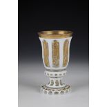 Foot cup Josephinenhuette, M. 18th century Colourless glass with pewter enamel overlay. Richly