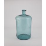 Large storage bottle Austria, 19th century Blue-green glass with raised bottom and tear-off. Tubular
