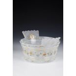 Alabaster basket Bohemia, m. 19th century White alabaster glass with rich cut decoration and fine