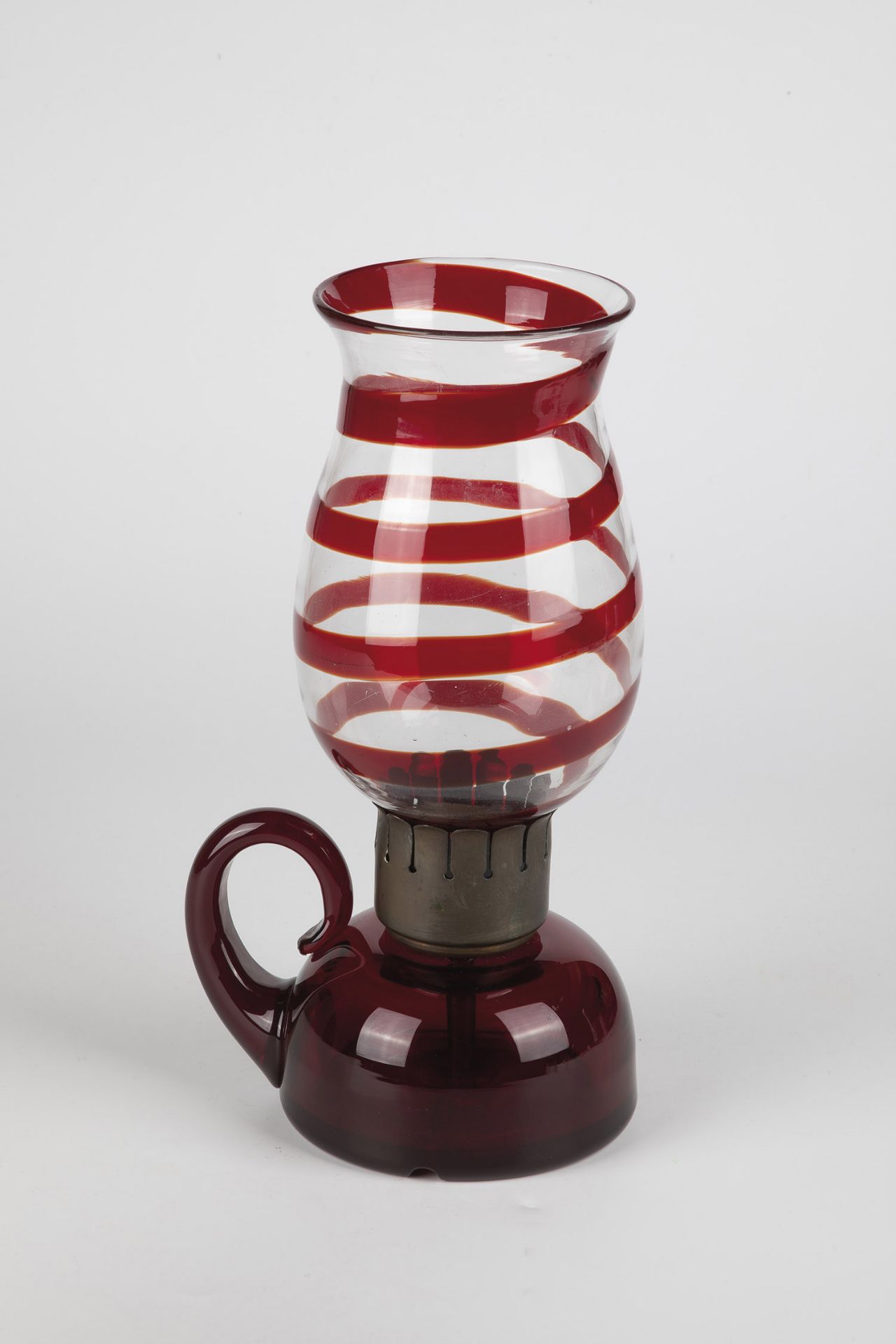 Candlestick with lantern probably Murano, 2nd H. 20th century Lantern made of colourless glass