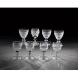 Mixed lot of eightSweet wine glasses England or France, 19th century Colourless glass with richly