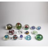 Fourteen paperweights 20th century Mixed lot of 14 different paperweights made of glass without