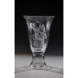 Goblet vase with morning allegory of Bohemia, 1932 Colorless glass. Deep-cut decoration on the