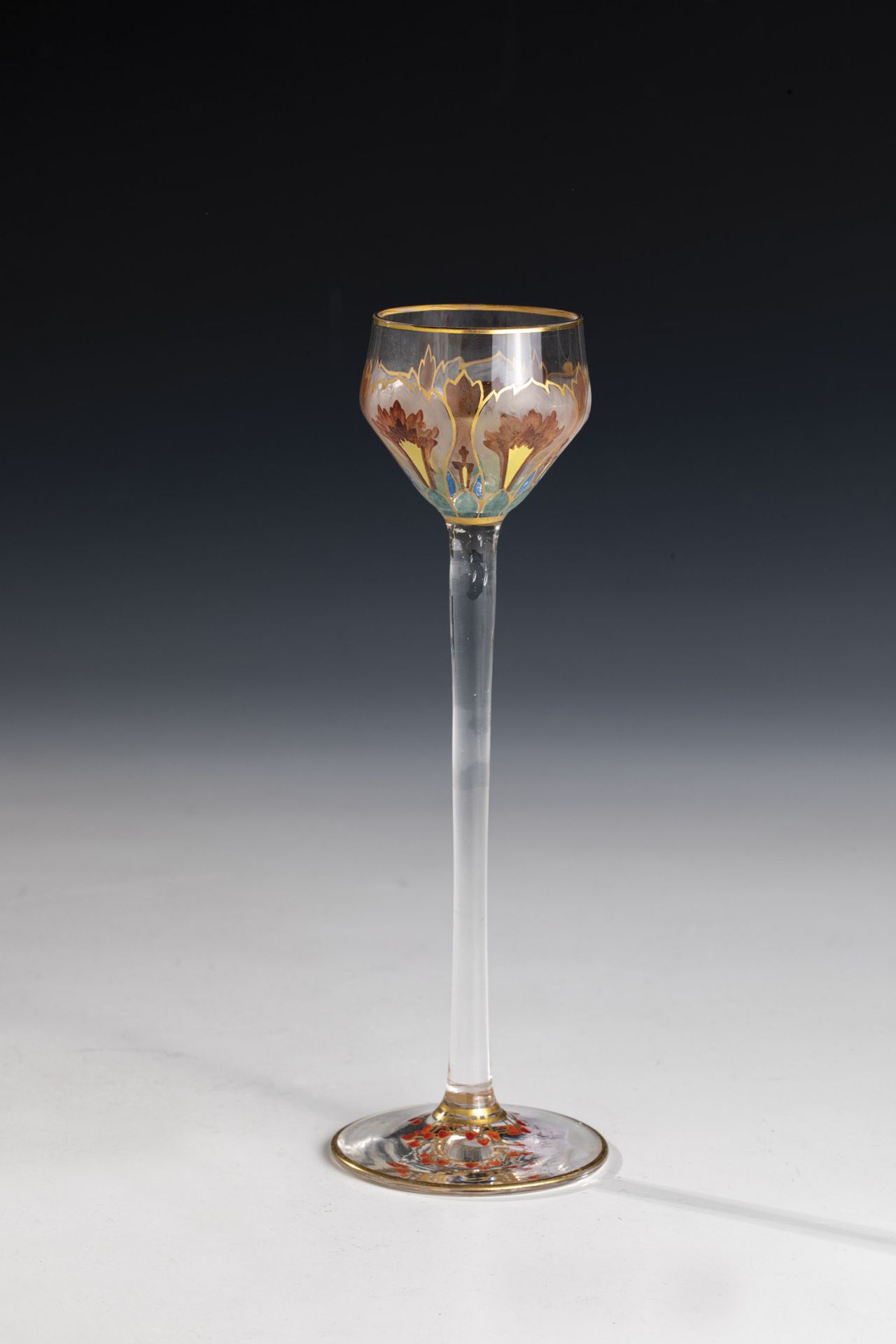 Liqueur glass Meyr's nephew, Adolf, around 1900 Colourless glass. Optically blown cuppa all around