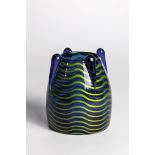 Vase Loetz Wwe, Klostermuehle, 1920 Colourless glass, cobalt blue underlay and transparent green