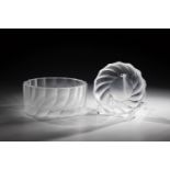 2 bowls Gerhard Schechinger, 1970s Colourless, thick-walled glass. Ground with carving structure,