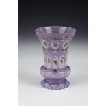 Alabaster beaker Bohemia 1st H. 19th century White alabaster glass with violet overlay, ornamentally