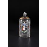 Schnapps bottle with tin mount German or Bohemia, 18th century Colourless glass with tear.