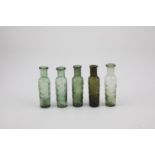 Five glass vials for Altona miracle cure Germany, 19th century Green or olive-coloured glass.