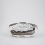 Vase object Claude Morin, 1991 Thick-walled, oval body with rounded corners, spiral melting in