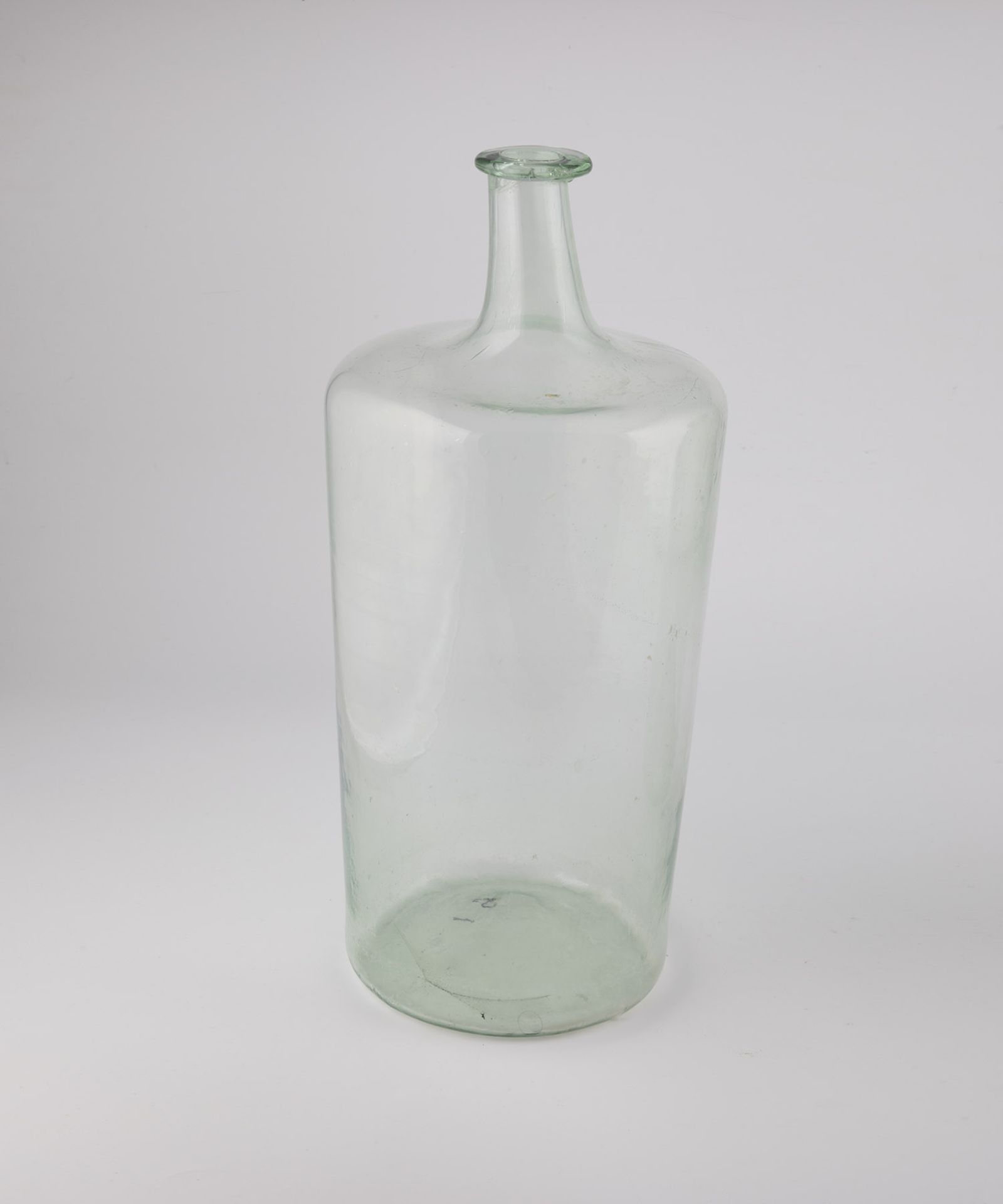 Large storage bottle Probably Austria, 19th century Greenish glass with slightly raised bottom.