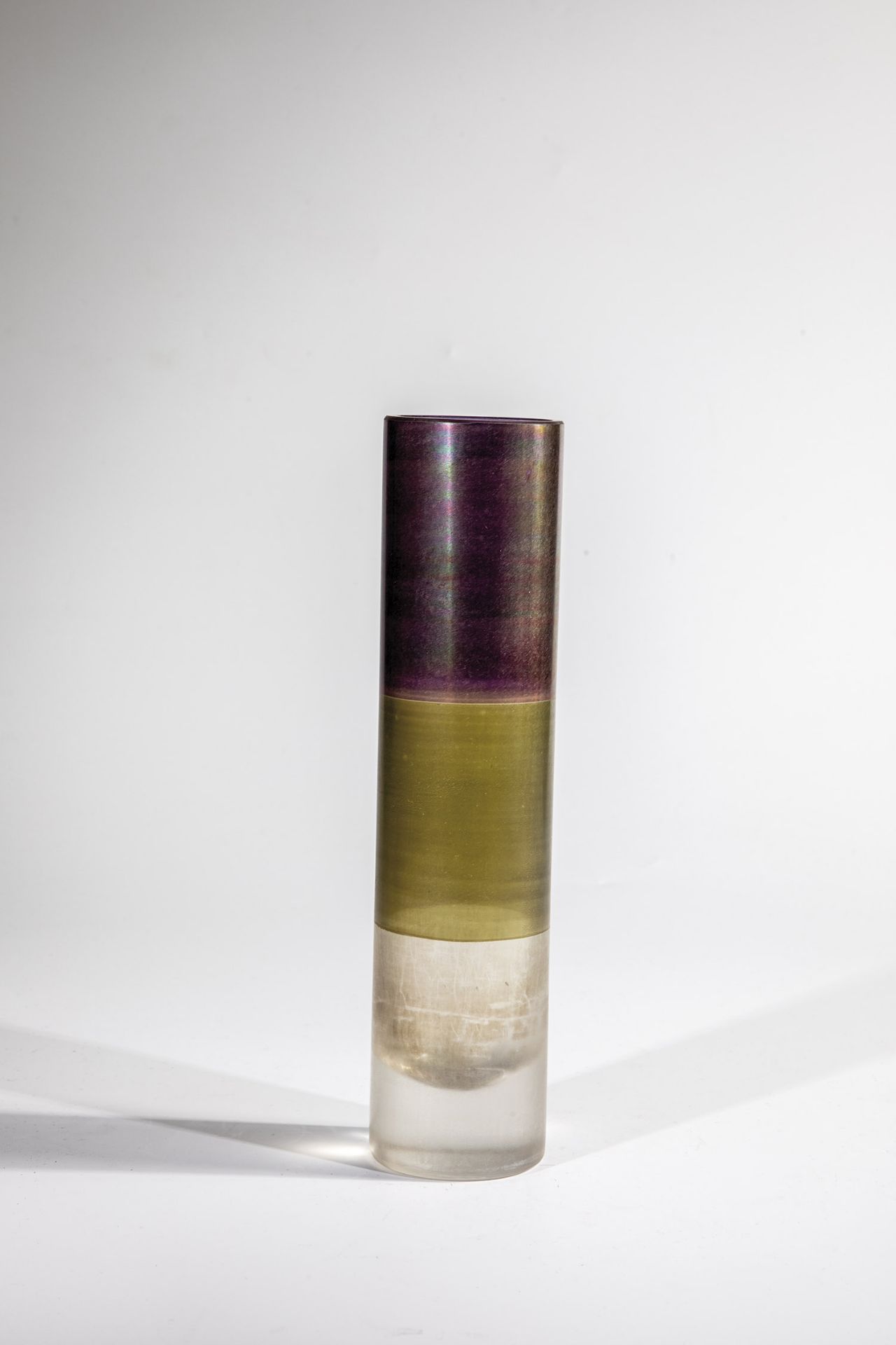 Pole vase Isgard Moje-Wohlgemuth, 1992 Colourless glass, painted with loosened metal joints.