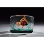 'AQUARIUM'' Murano, 60s/70s Colourless glass with multi-coloured underwater decor between the