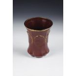 Lithyalin beaker South Bohemia, ca. 1840 Sealing wax red marbled glass. Slightly hollow ground