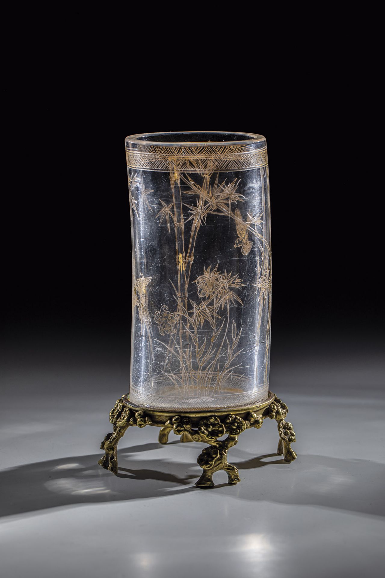 Vase with East Asian decor Probably Cristalleries de Baccarat, ca. 1878 Colourless, glass with