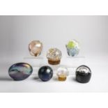 Seven paperweights 20th century Seven paperweights made of glass. Two signed ''Patrick Stern'',