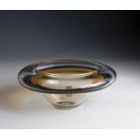 Bowl Cenedese, Murano, ca. 1960 Colourless glass, partly light grey and honey yellow underlay.