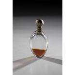 Perfume bottle probably from the end of the 19th century Colourless, faceted glass with silver