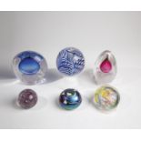 Six paperweights 20th century Mixed lot of six paperweights made of glass. Three with original label