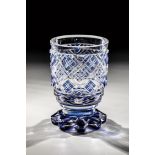 Footcup New World, M. 19th century Colourless glass with cobalt blue overlay. Eight-pass foot.