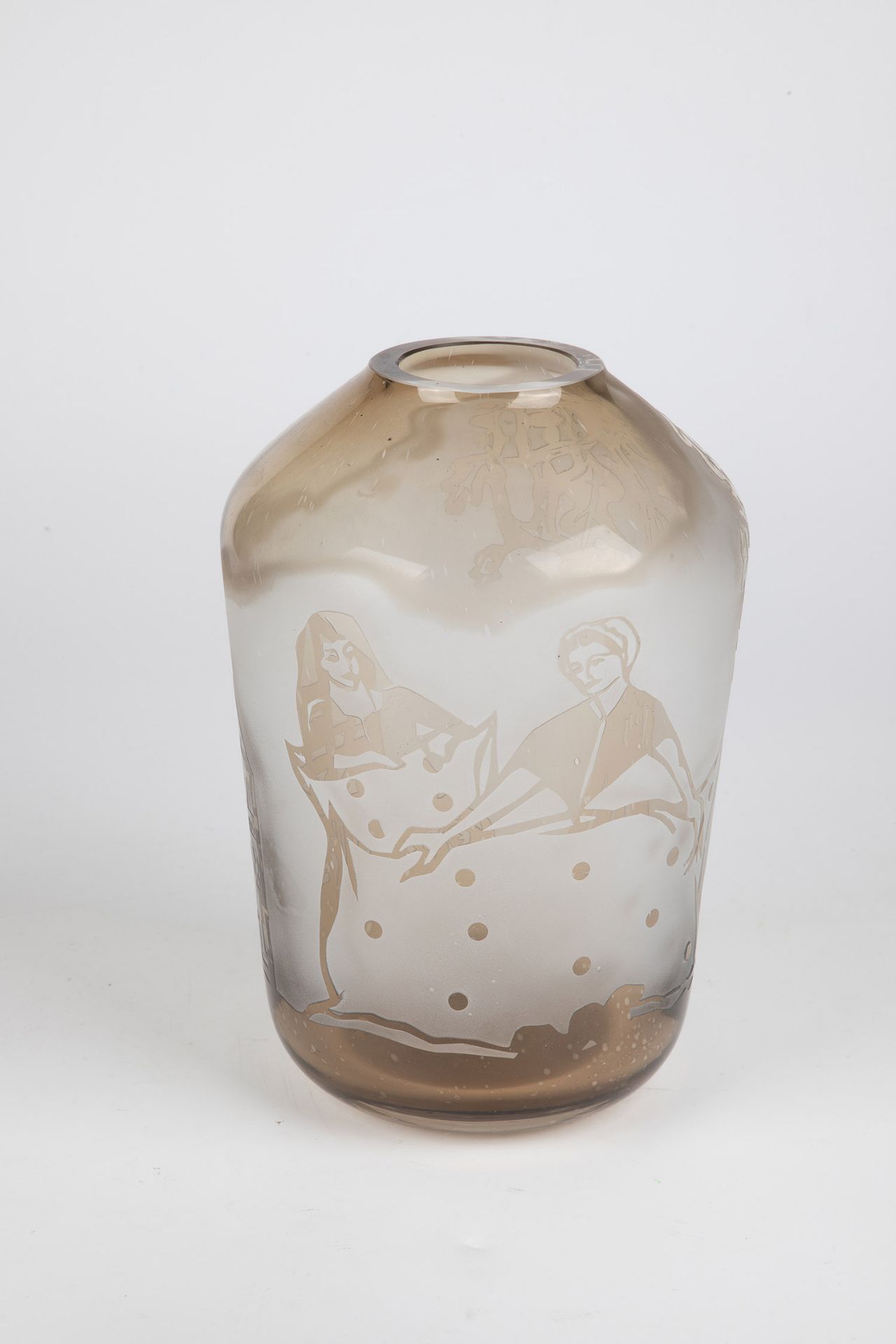 Vase Glashuette Suessmuth, Immenhausen, 1984 Colourless glass, overlaid with smoky brown. Matt