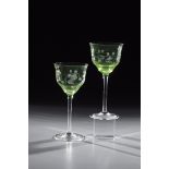 Pair of wine glasses Bohemia, circa 1900 feet and stems in colorless, the optically blown cuppa made