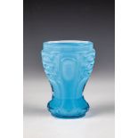 Foot cup Bohemia, M. 19 c. Colourless glass with light blue, opalescent underlay. Stand with